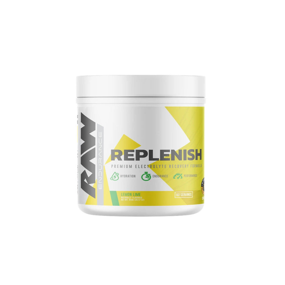 RAW Replenish Electrolyte Mix Lemon Lime 60 Servings front